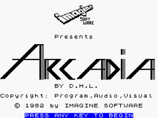 Arcadia title screen for ZX Spectrum