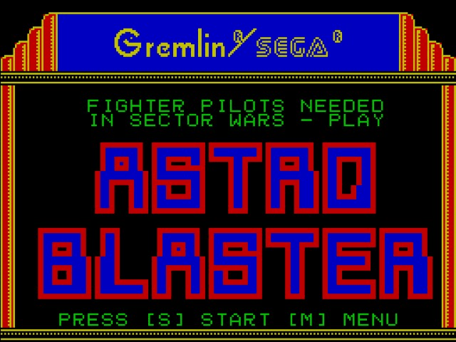 Astro Blaster title screen for ZX Spectrum