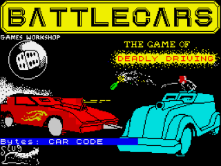 Battlecars title screen for ZX Spectrum