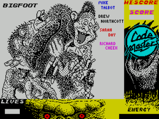 Bigfoot title screen for ZX Spectrum