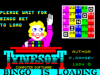 Bingo title screen for ZX Spectrum