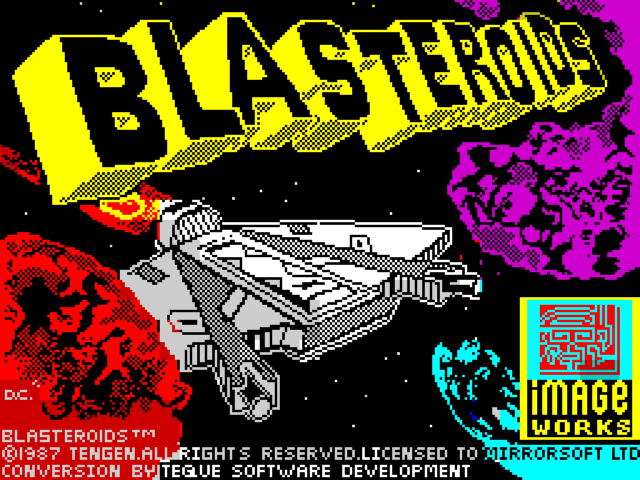 Blasteroids title screen for ZX Spectrum
