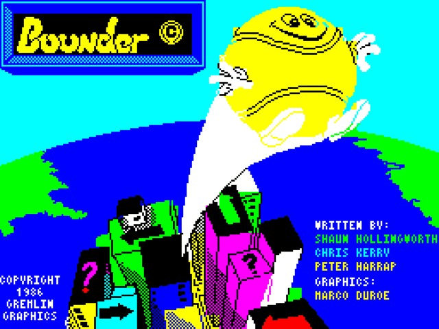 Bounder title screen for ZX Spectrum