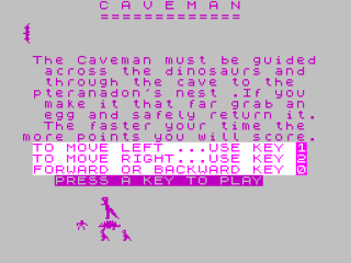 Caveman title screen for ZX Spectrum