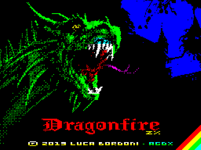 Dragonfire title screen for ZX Spectrum