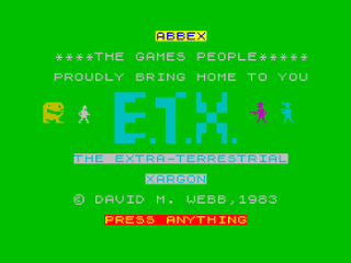 E.T.X title screen for ZX Spectrum