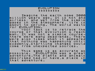 Evolution title screen for ZX Spectrum