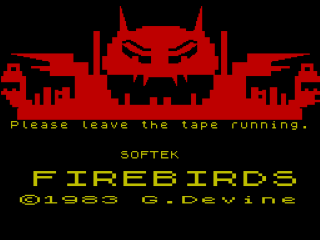 Firebirds title screen for ZX Spectrum