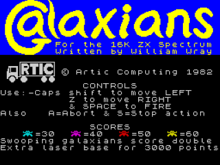 Galaxians title screen for ZX Spectrum