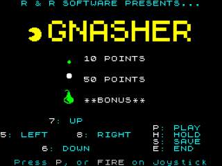 Gnasher title screen for ZX Spectrum