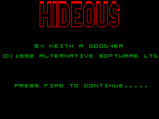 Hideous title screen for ZX Spectrum