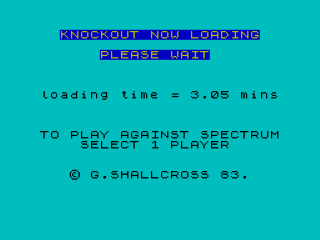 Knock Out title screen for ZX Spectrum