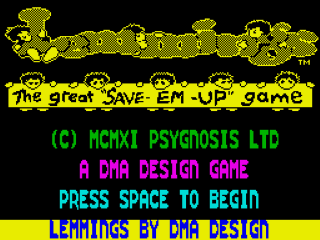 Lemmings title screen for ZX Spectrum