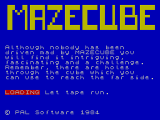 Mazecube title screen for ZX Spectrum