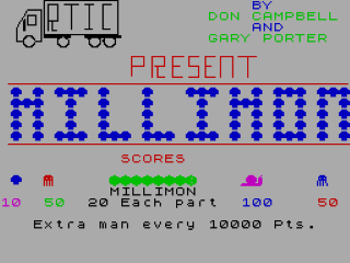 Millimon title screen for ZX Spectrum