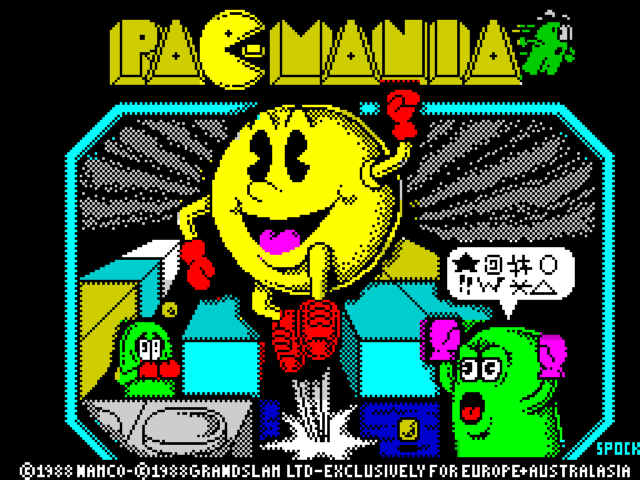 Pac-Mania title screen for ZX Spectrum