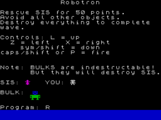 Robotron title screen for ZX Spectrum