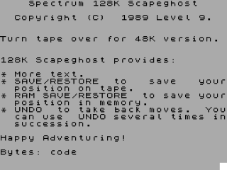 Scapeghost title screen for ZX Spectrum