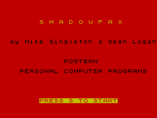 Shadowfax title screen for ZX Spectrum