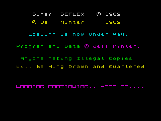 Superdeflex title screen for ZX Spectrum