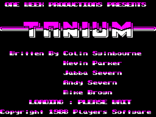Tanium title screen for ZX Spectrum