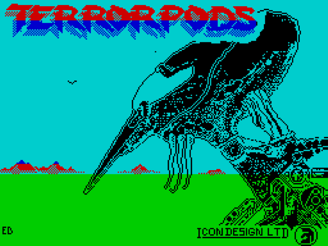 Terrorpods title screen for ZX Spectrum