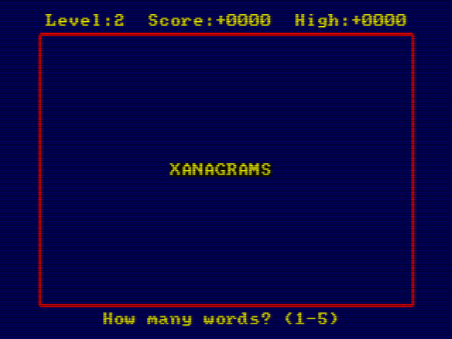 Xanagrams title screen for ZX Spectrum