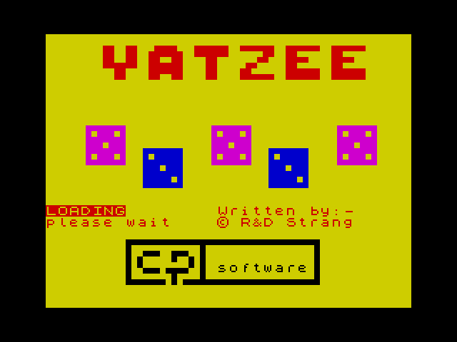 Yatzee title screen for ZX Spectrum