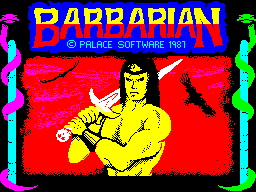 Barbarian: The Ultimate Warrior [KIXX] title screen for ZX Spectrum