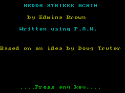 Hedda Strikes Again title screen for ZX Spectrum
