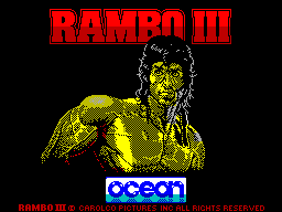 Rambo III title screen for ZX Spectrum