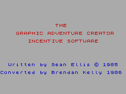 The Graphic Adventure Creator title screen for ZX Spectrum