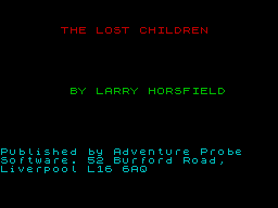 The Lost Children title screen for ZX Spectrum