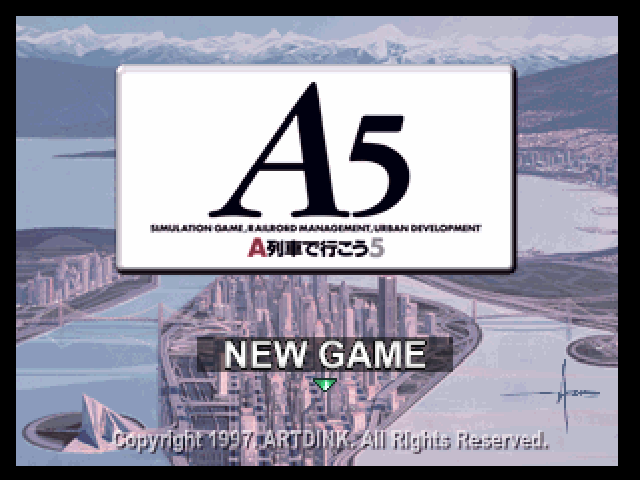 A5: A-Ressha De Ikou 5 title screen for Playstation