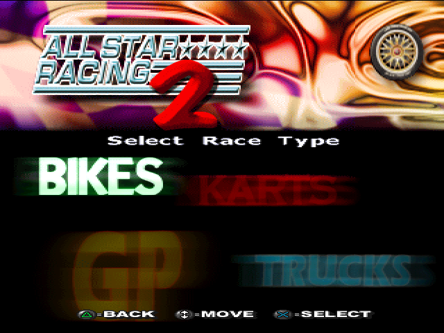 All-Star Racing 2 title screen for Playstation