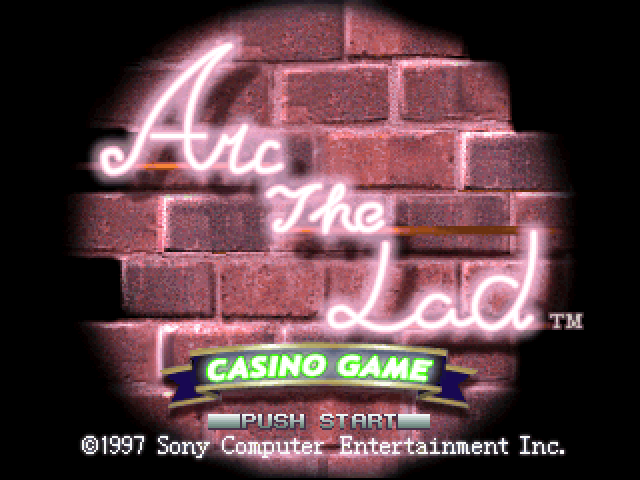 Arc The Lad: Monster Game With Casino Game title screen for Playstation