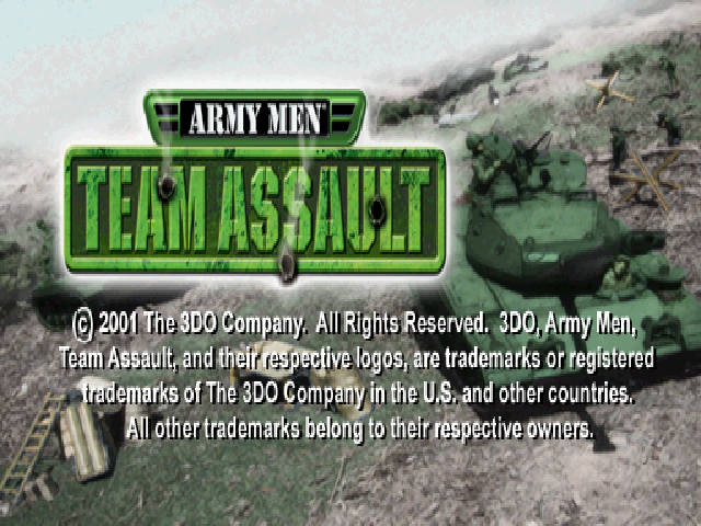 Army Men Team Assault title screen for Playstation