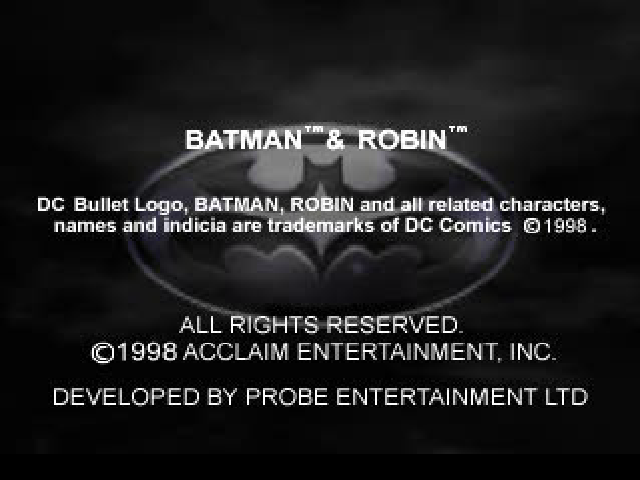 Batman and Robin title screen for Playstation