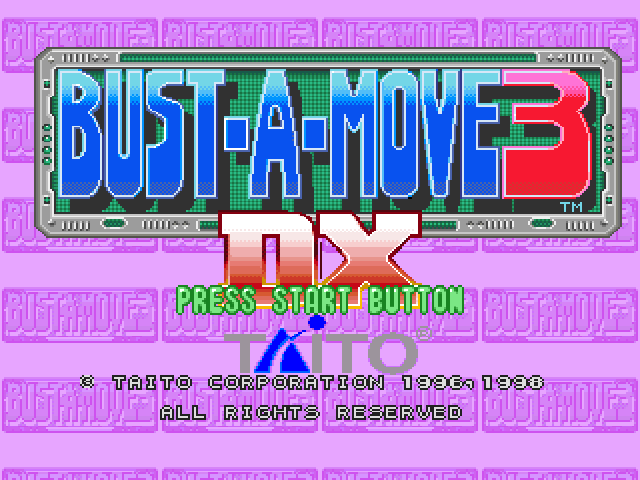 Bust-A-Move 3 DX title screen for Playstation