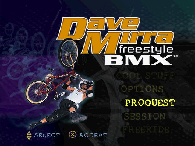 Dave Mirra Freestyle BMX [Greatest Hits] title screen for Playstation