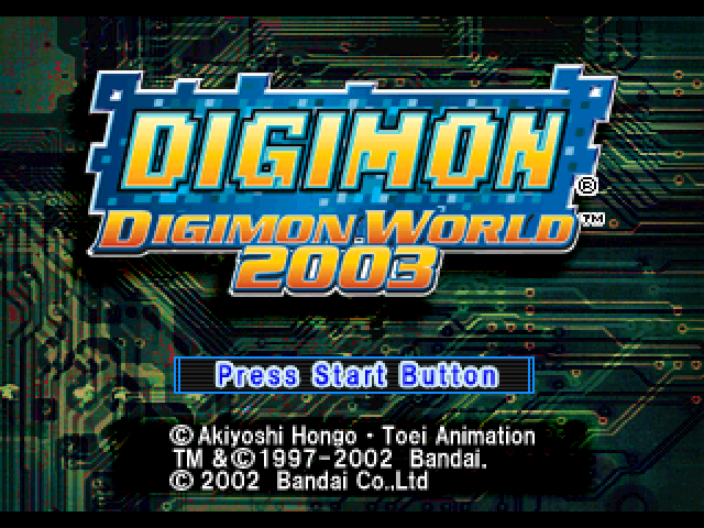 Digimon World 2003 title screen for Playstation
