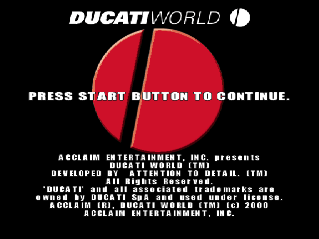 Ducati World title screen for Playstation