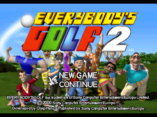 Everybody's Golf 2 title screen for Playstation