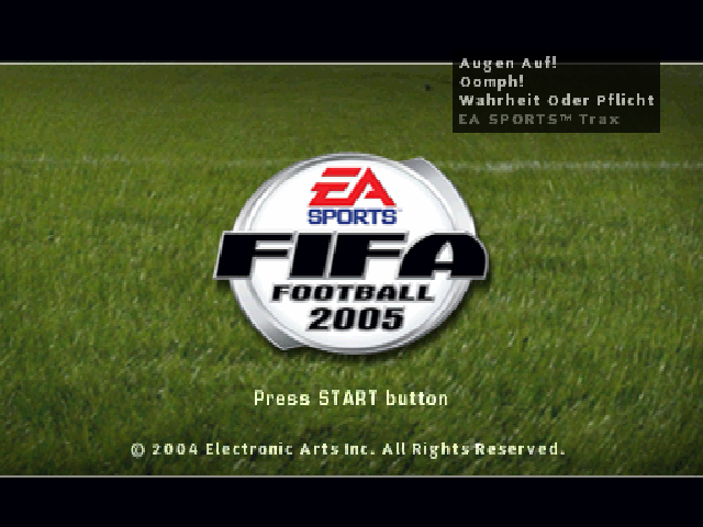 FIFA Football 2005 title screen for Playstation