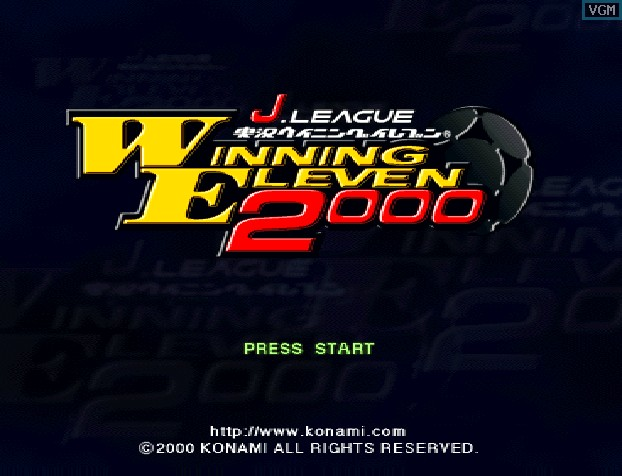 J. League Jikkyou Winning Eleven 2000 title screen for Playstation