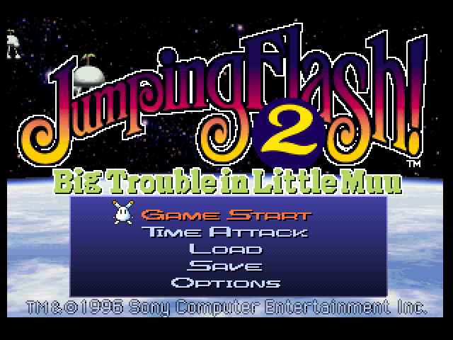 JumpingFlash 2 title screen for Playstation