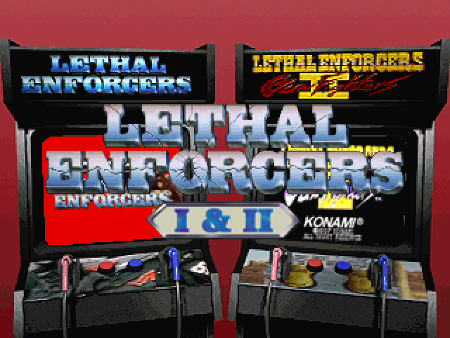 Lethal Enforcers 1 and 2 title screen for Playstation