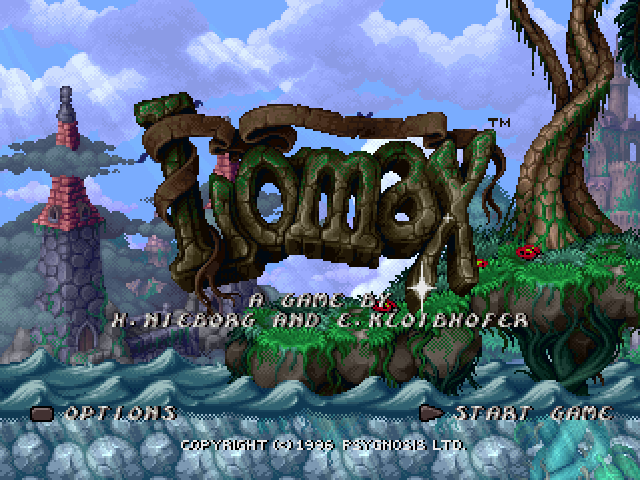 Lomax title screen for Playstation