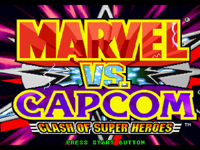 Marvel Vs Capcom: Clash Of Super Heroes EX Edition title screen for Playstation