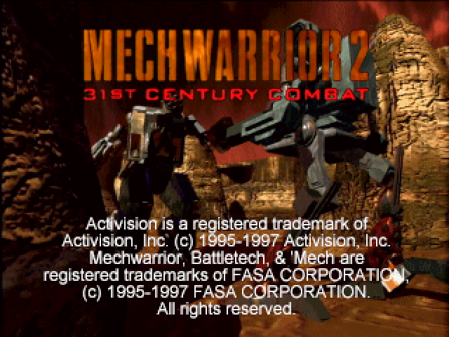 MechWarrior 2: 31st Century Combat title screen for Playstation